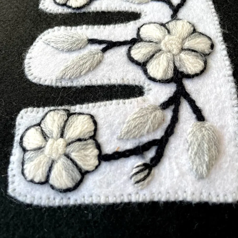 Annie Selke Embroidered LOVE Pillow 15x36 Black & White Valentine Decor NEW